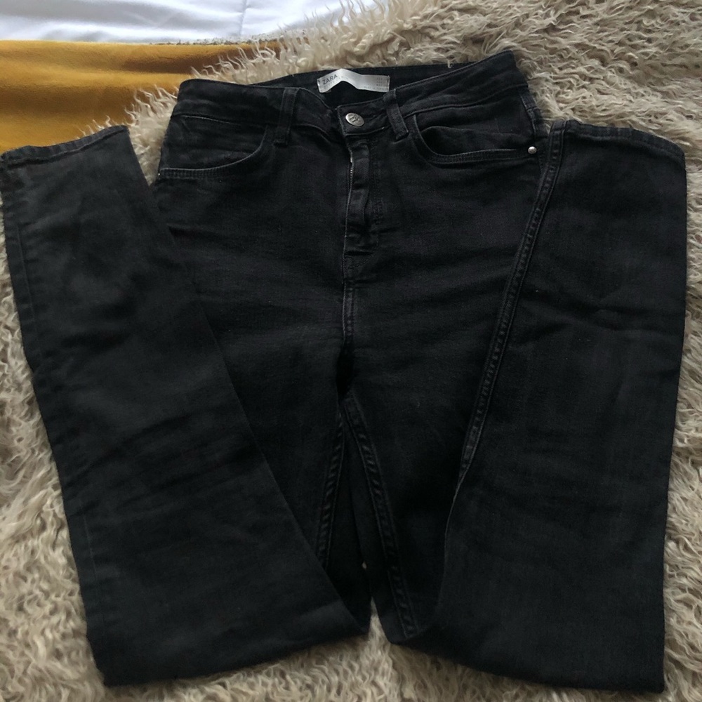 Zara Black Denim High Waisted Jeans